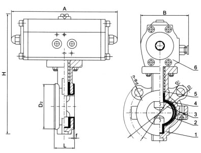 D671(半襯)、D671Fs(全襯)氣動(dòng)對(duì)夾襯氟塑料蝶閥
